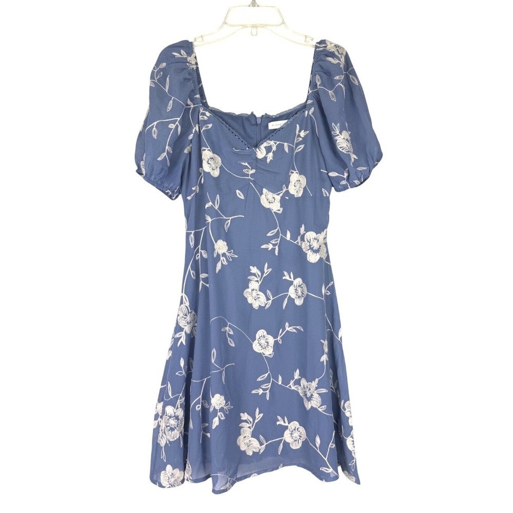 NWT‎ Altar'd State Women's Blue Puff Sleeve Floral Mini Dress Size S Cottagecore